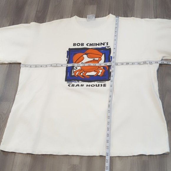 Vintage Bob Chinn's Crab House Men's Beige Waffle Knit T-Shirt Size XXL - Picture 5 of 5